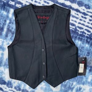 NWT VINTAGE LEATHER Biker Waistcoat - Size Small - Black - Amazing 🔥